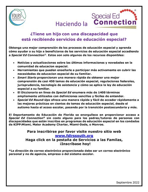 Special Ed COnnection Information Flyer-SPN